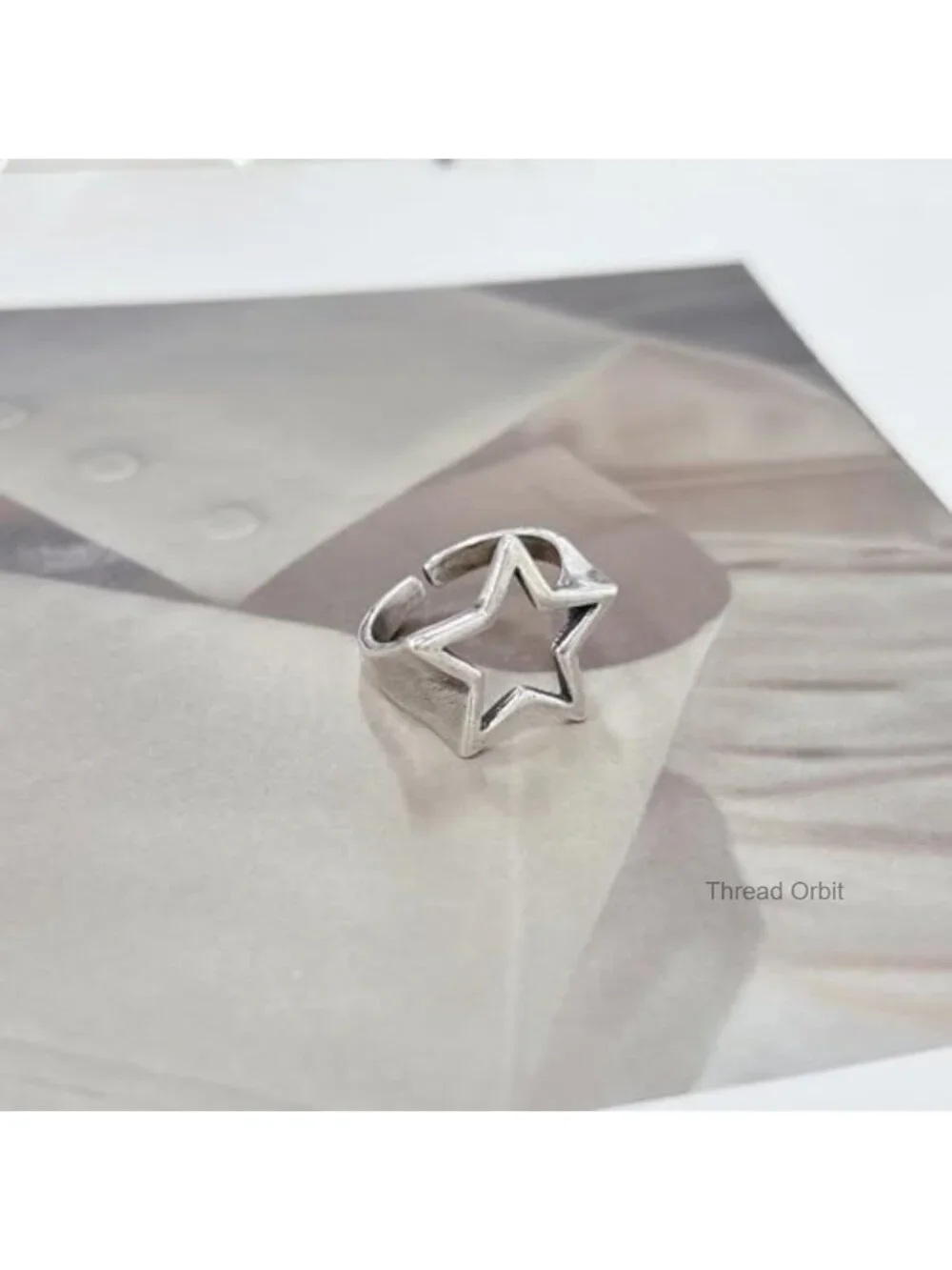 Y2K Hollow Star Open Band Statement Ring Punk Stainless Steel Chunky Gothic